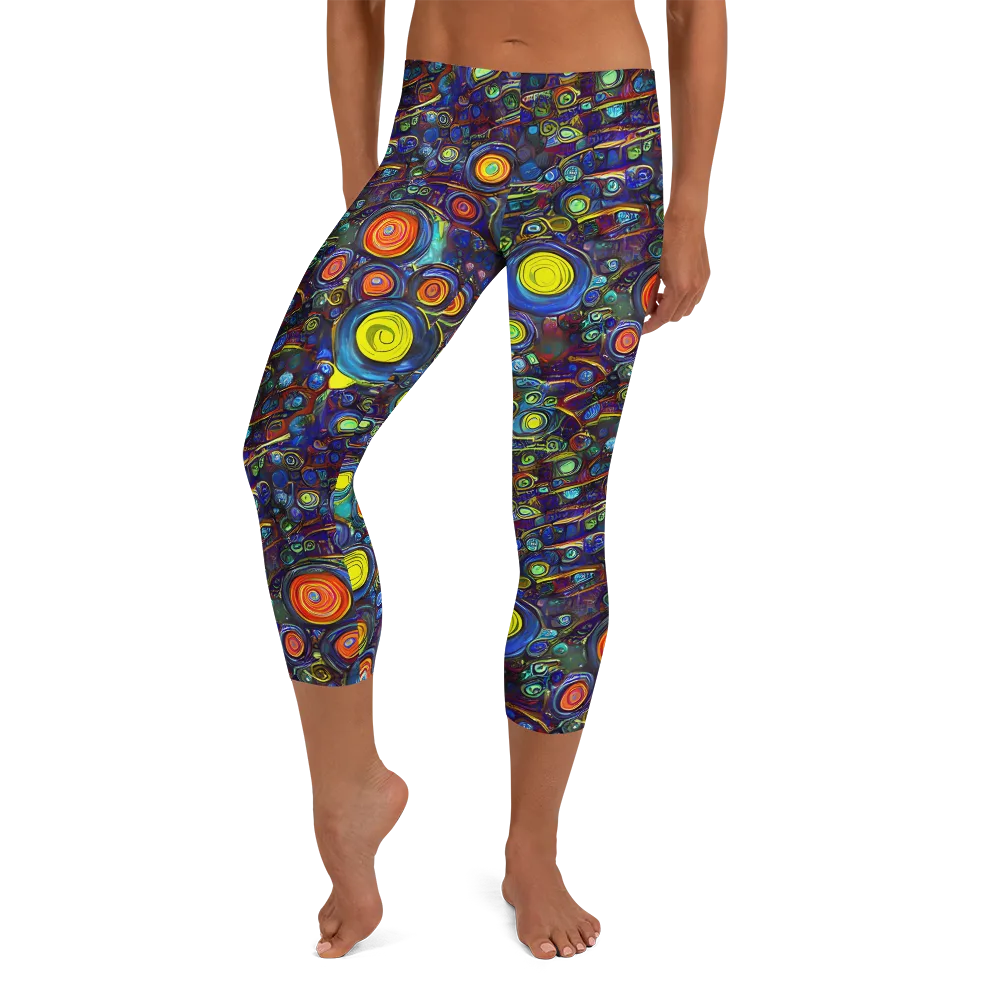 Indigo Cyclone on Capri Leggings — Front