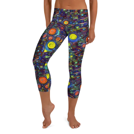 Indigo Cyclone on a Capri Leggings