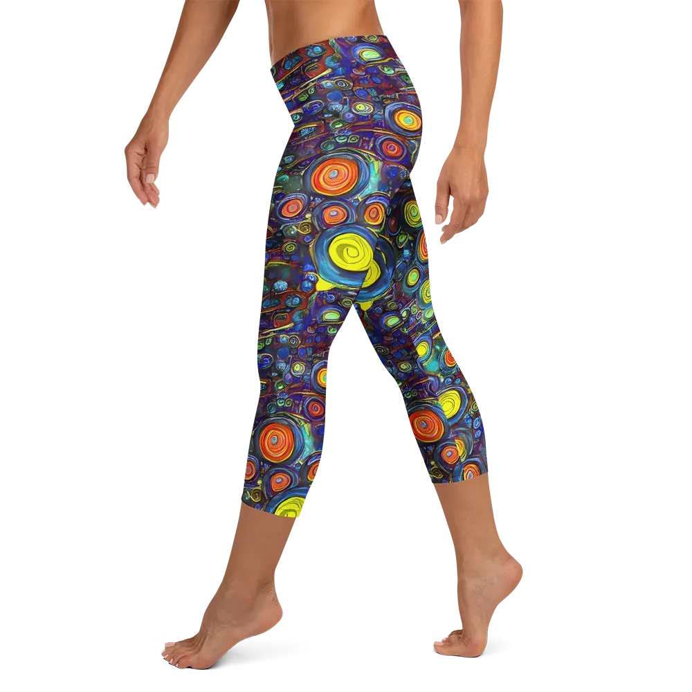 Indigo Cyclone on Capri Leggings — Left