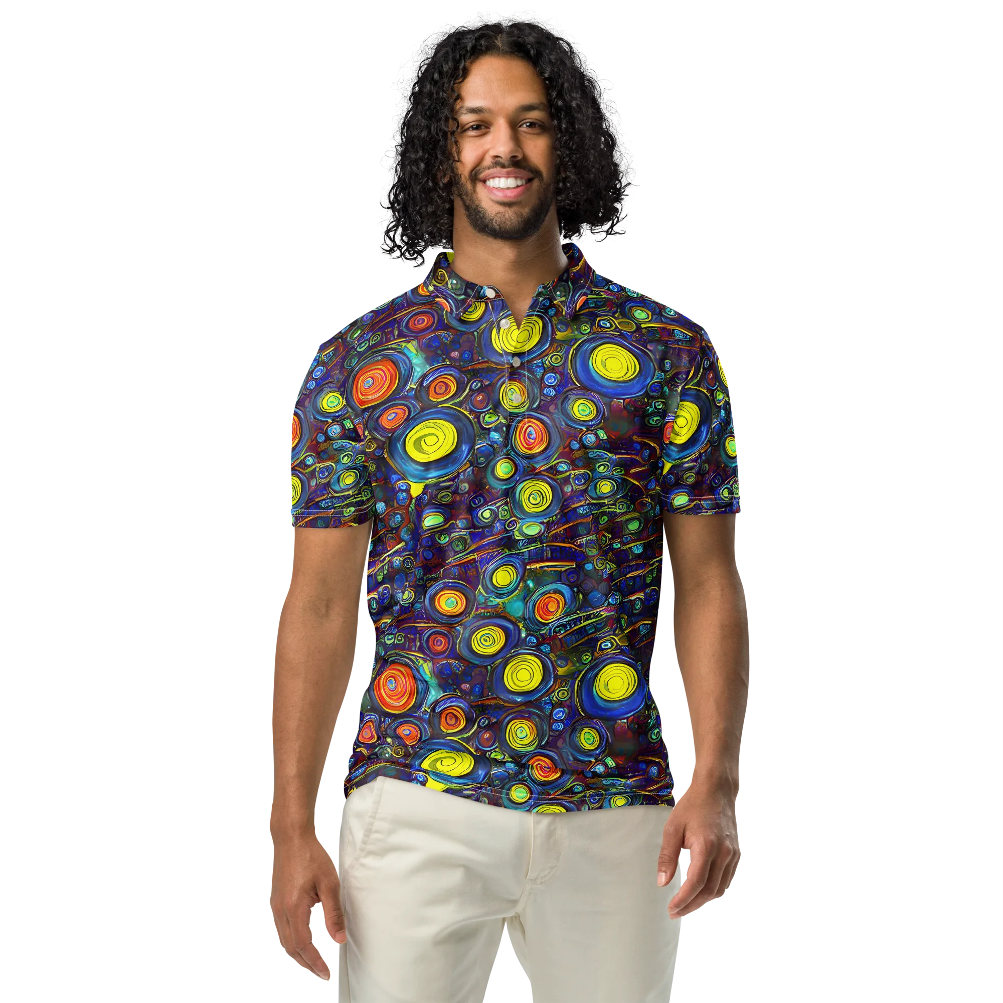 Indigo Cyclone on Men's Slim Fit Polo Shirt — Front