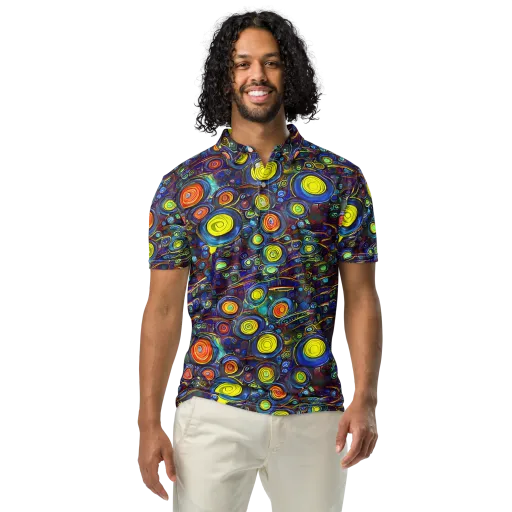 Indigo Cyclone on a Men's Slim Fit Polo Shirt
