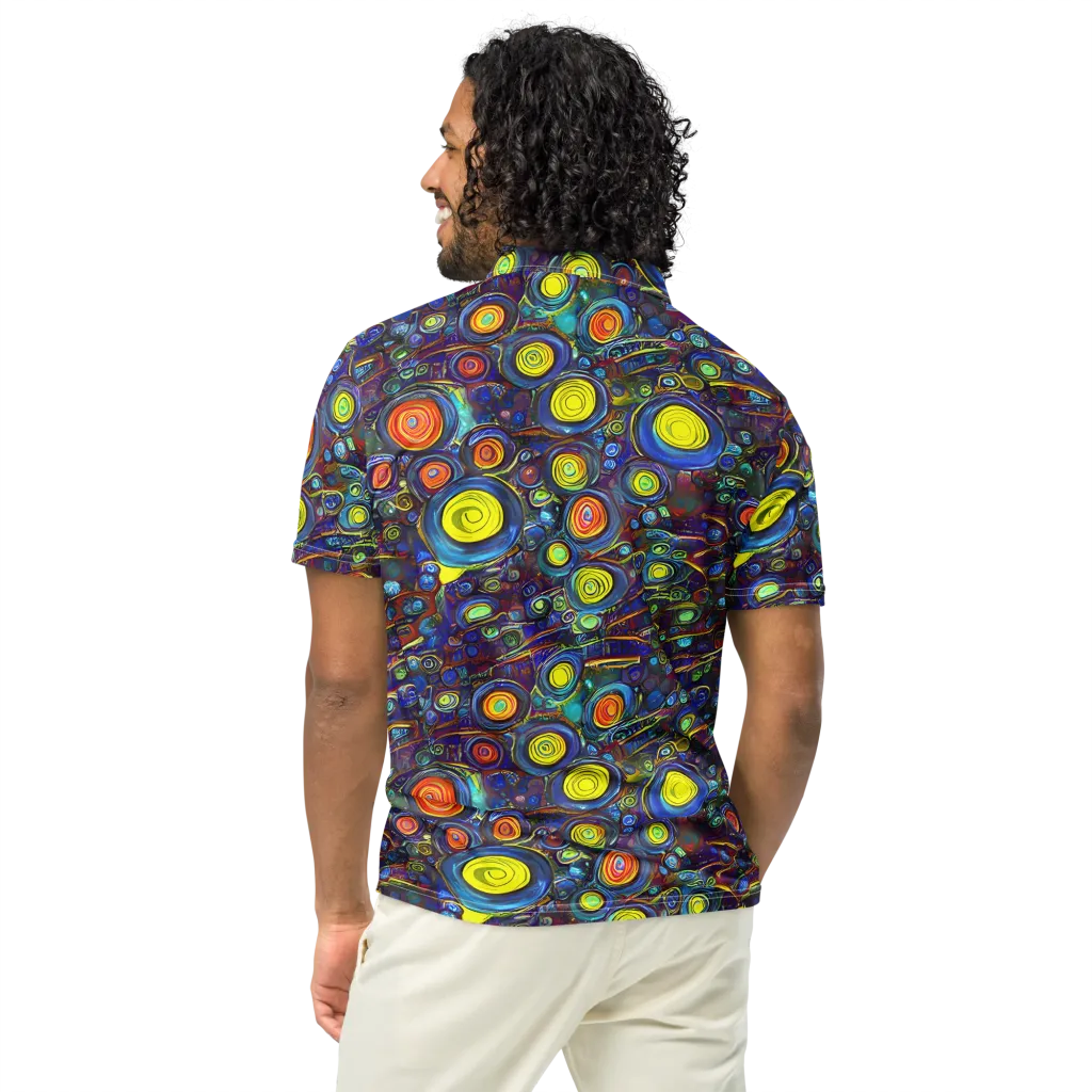 Indigo Cyclone on Men's Slim Fit Polo Shirt — Back