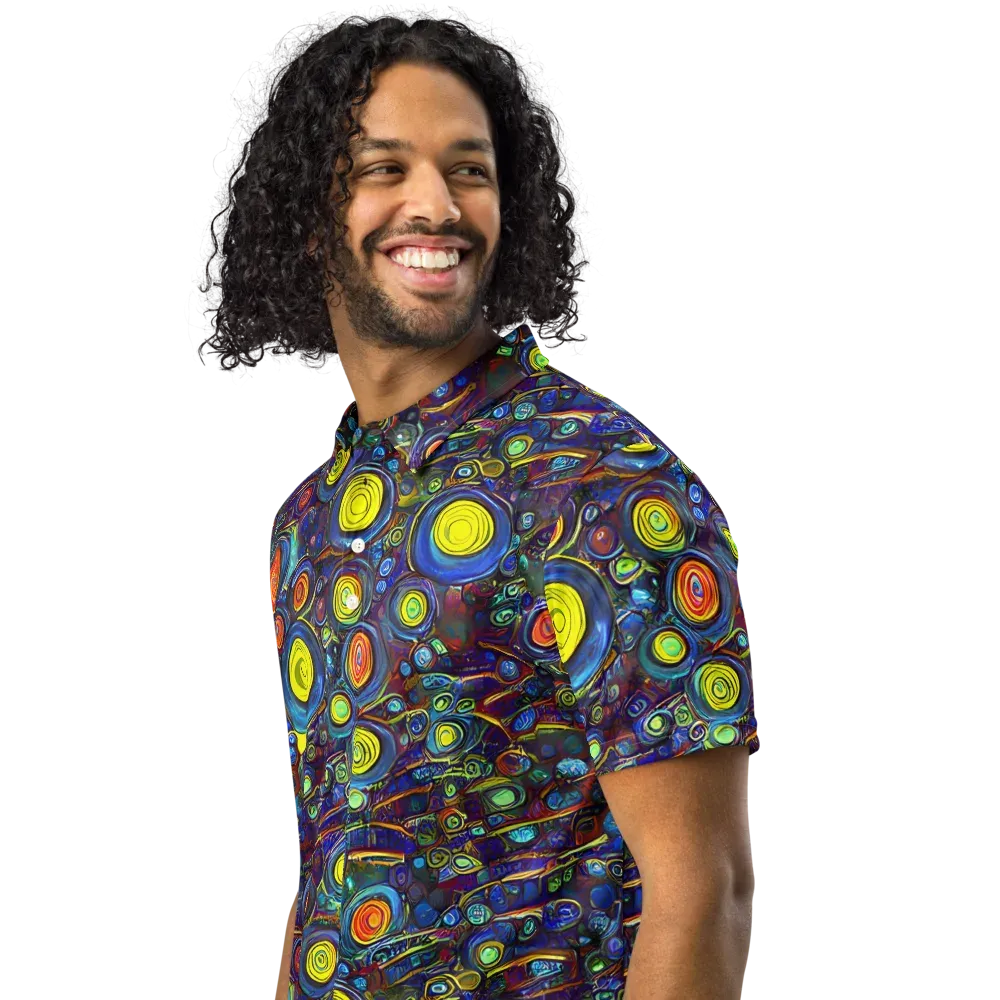Indigo Cyclone on Men's Slim Fit Polo Shirt — Left Front