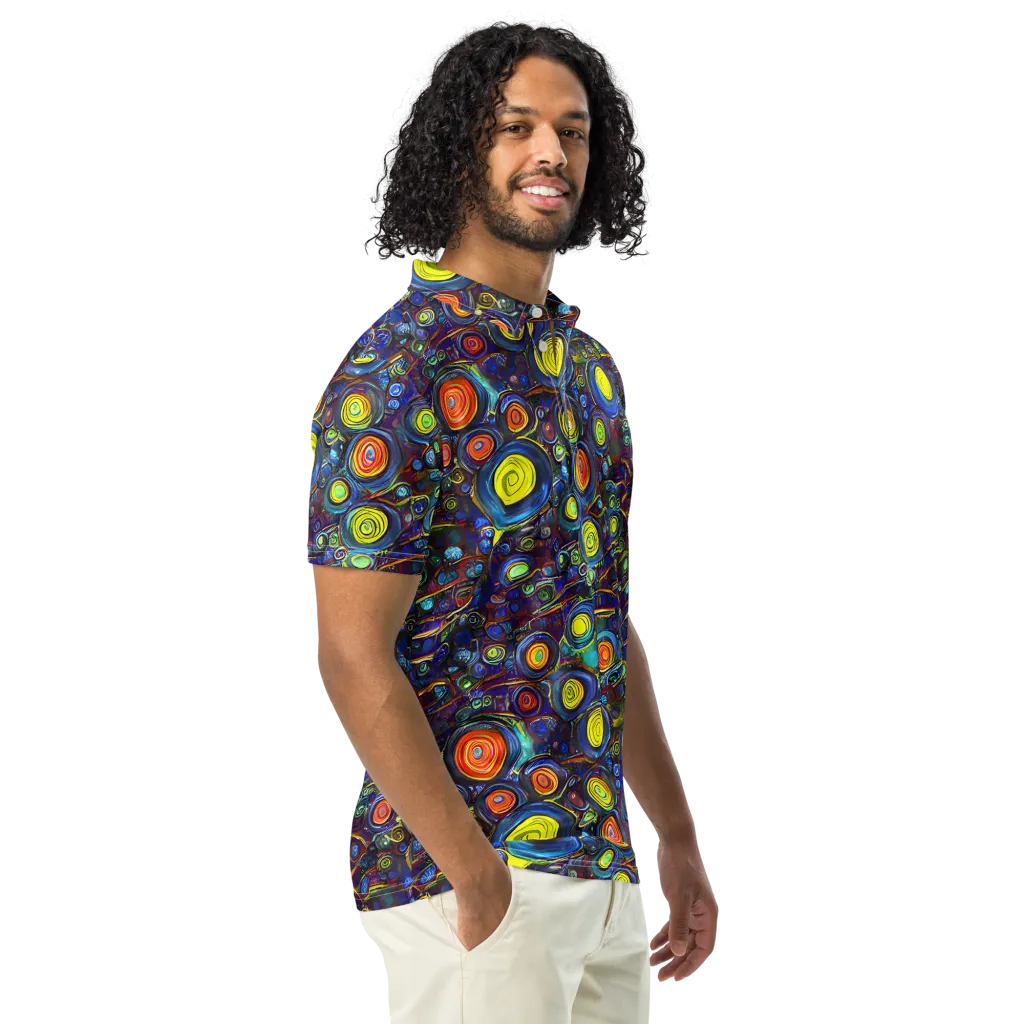 Indigo Cyclone on Men's Slim Fit Polo Shirt — Right Front