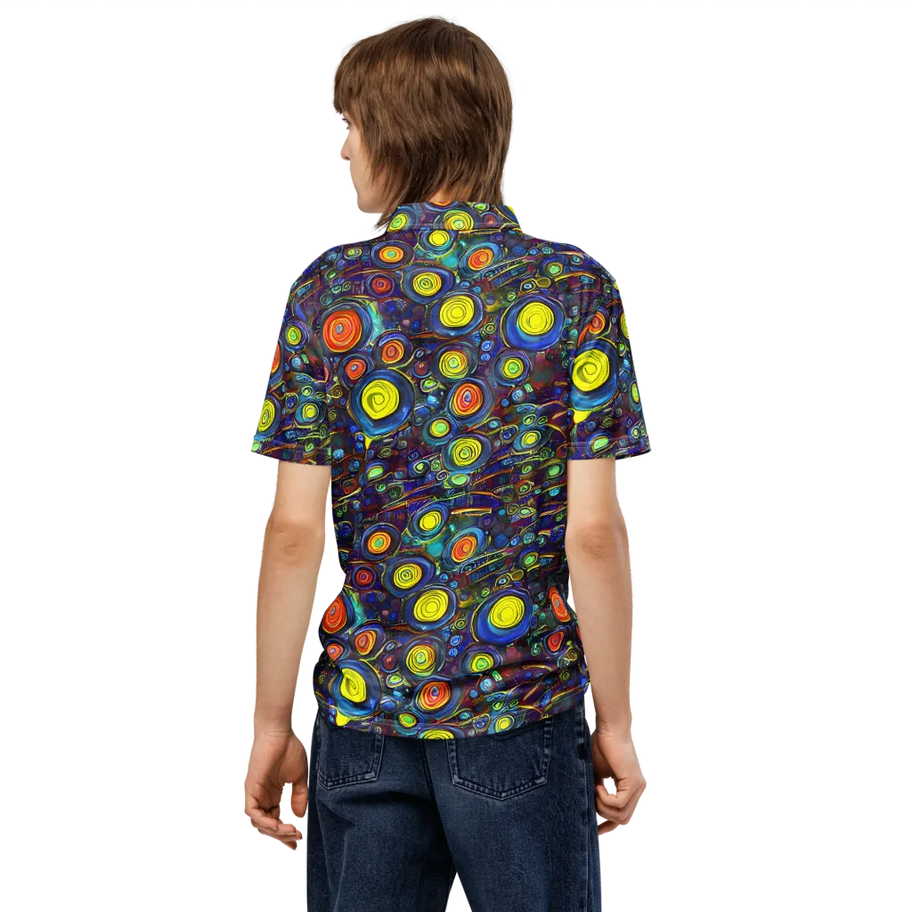 Indigo Cyclone on Men's Slim Fit Polo Shirt — Back