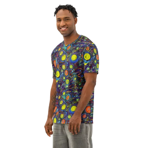 Indigo Cyclone on a Men's Cotton Crew Neck T-Shirt