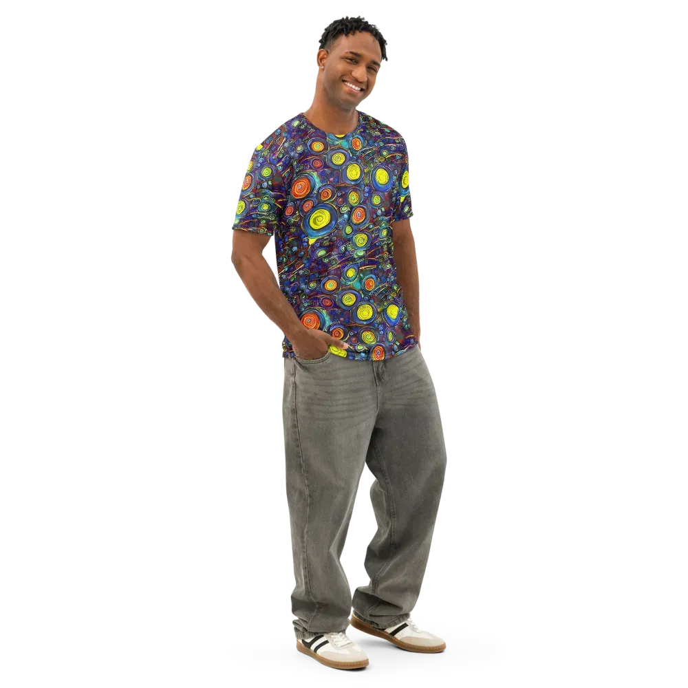 Indigo Cyclone on Men's Cotton Crew Neck T-Shirt — Right Front
