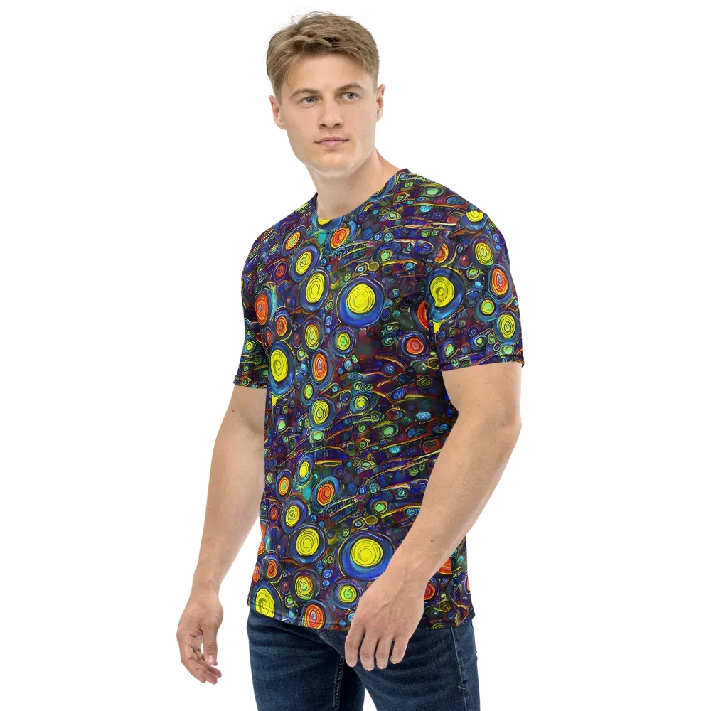 Indigo Cyclone on Men's Crew Neck T-Shirt — Left