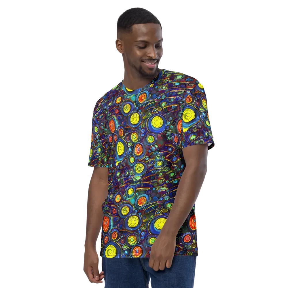 Indigo Cyclone on Men's Crew Neck T-Shirt — Left