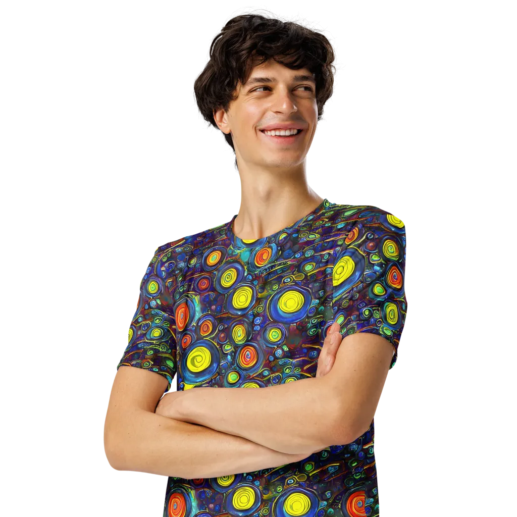 Indigo Cyclone on Men's Crew Neck T-Shirt — Left Front