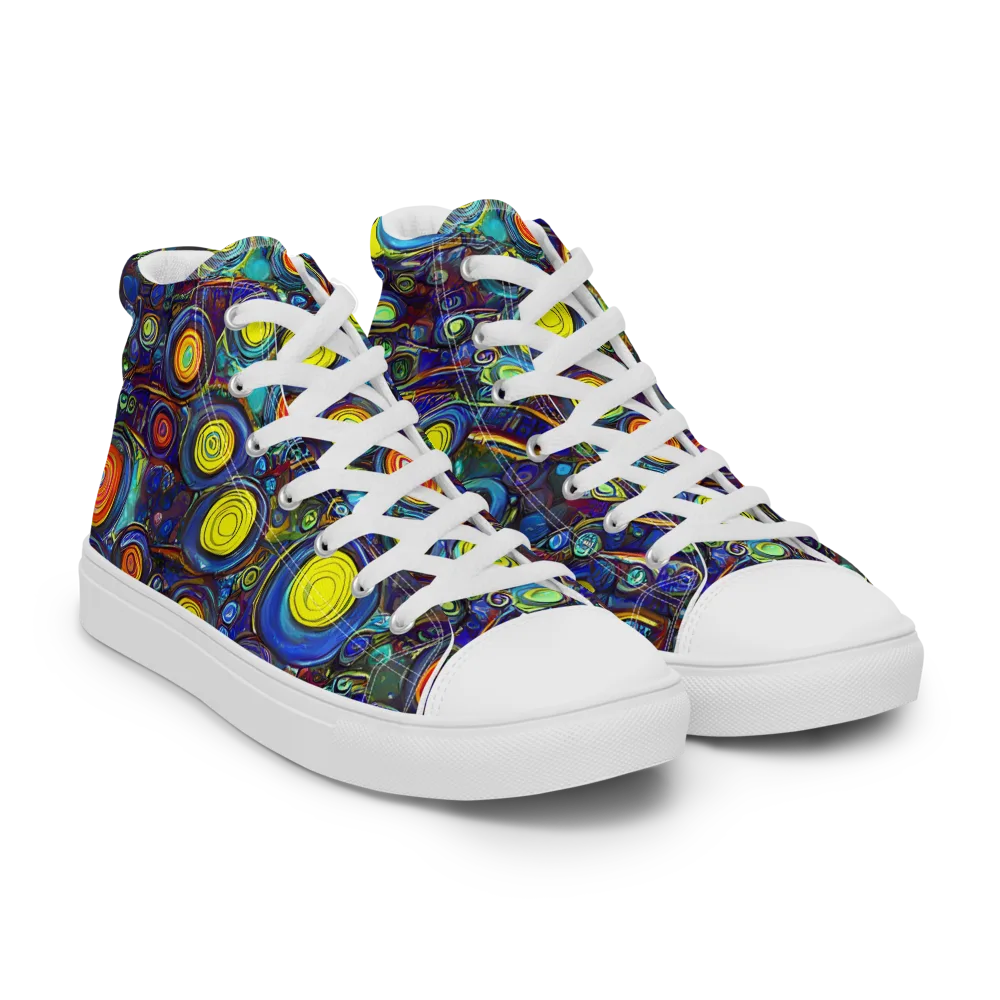 Indigo Cyclone on Men's High Top Canvas Shoes — Right Front