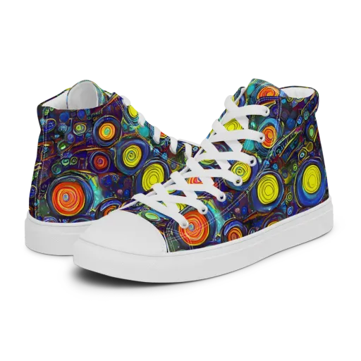 Indigo Cyclone on a Men's High Top Canvas Shoes