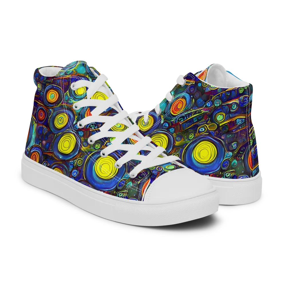 Indigo Cyclone on Men's High Top Canvas Shoes — Right