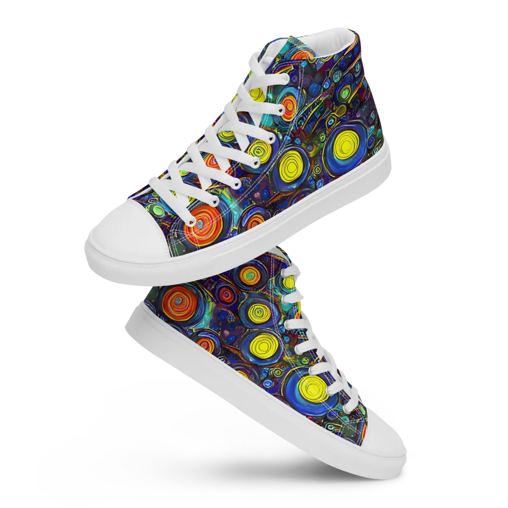 Indigo Cyclone on Men's High Top Canvas Shoes — Front