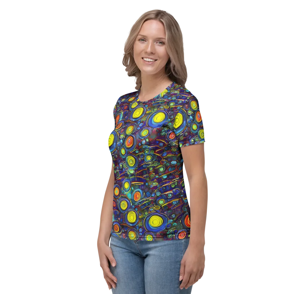 Indigo Cyclone on Women's Crew Neck T-Shirt — Left