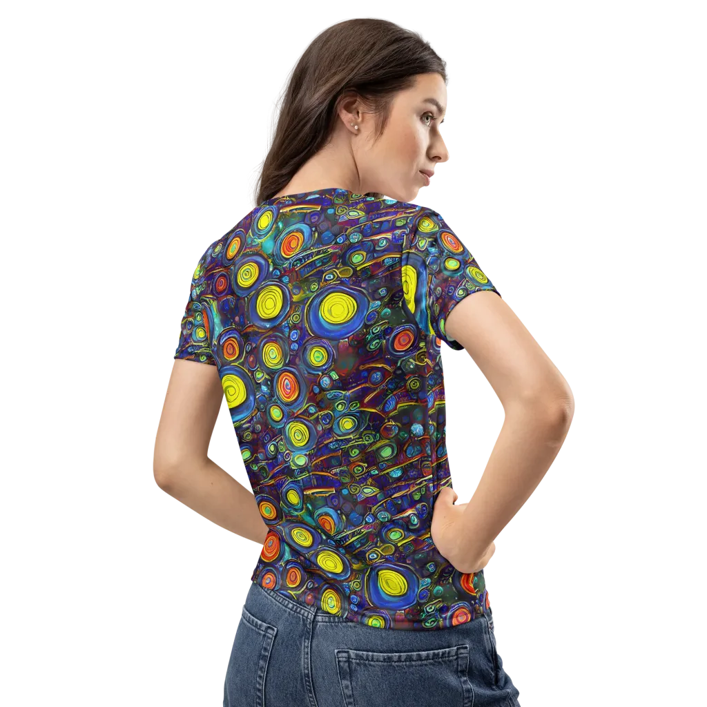 Indigo Cyclone on Women's Crew Neck T-Shirt — Back