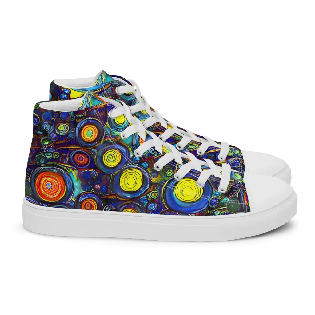 Indigo Cyclone on Women's High Top Canvas Shoes — Right