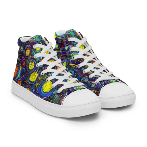 Indigo Cyclone on a Women's High Top Canvas Shoes