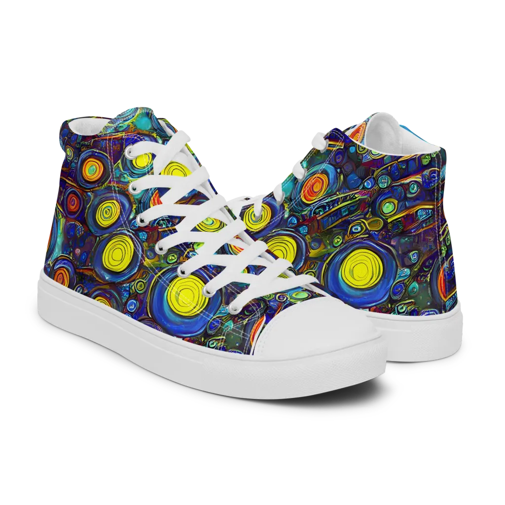Indigo Cyclone on Women's High Top Canvas Shoes — Right