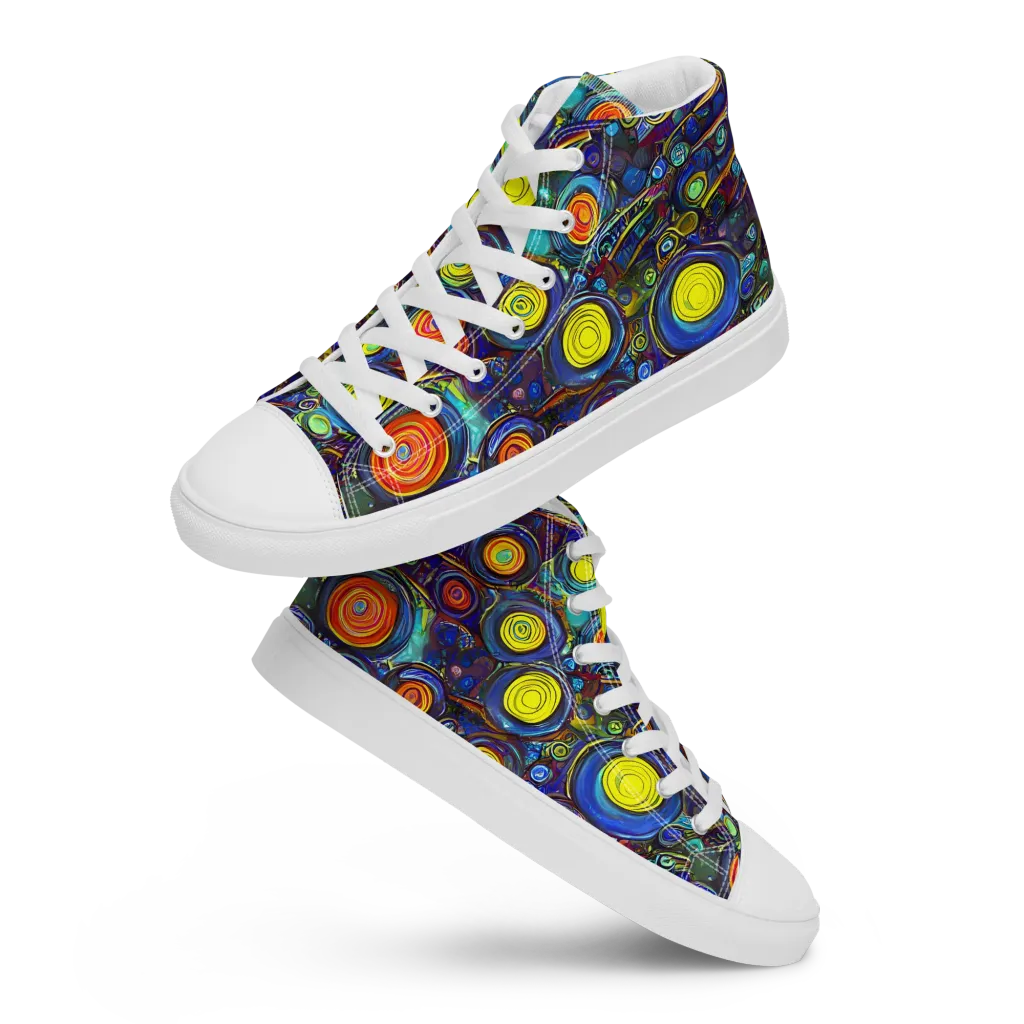 Indigo Cyclone on Women's High Top Canvas Shoes — Front