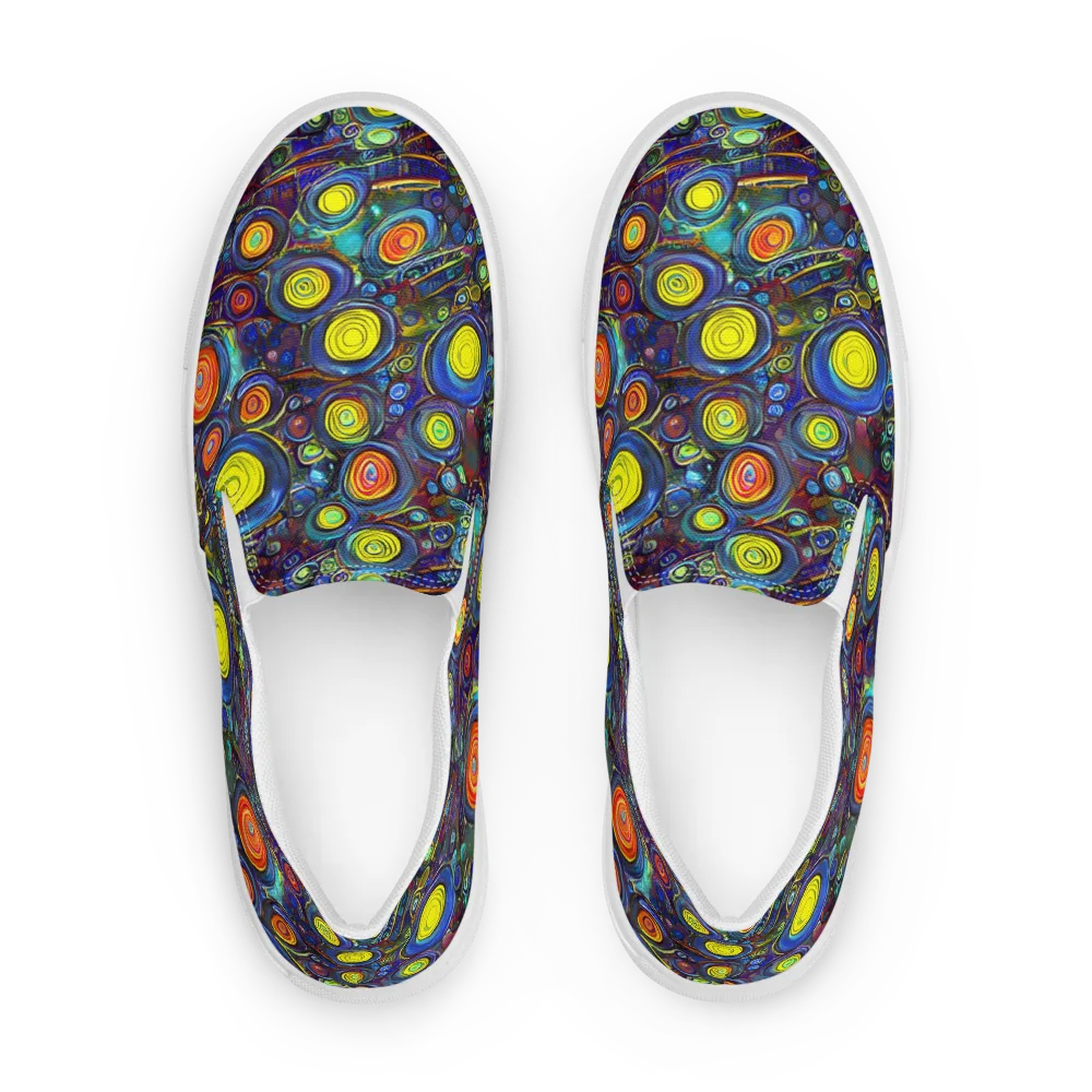 Indigo Cyclone on Men's Slip-On Canvas Shoes — Front