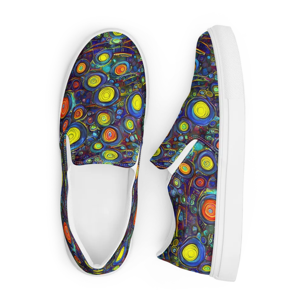 Indigo Cyclone on Men's Slip-On Canvas Shoes — Front