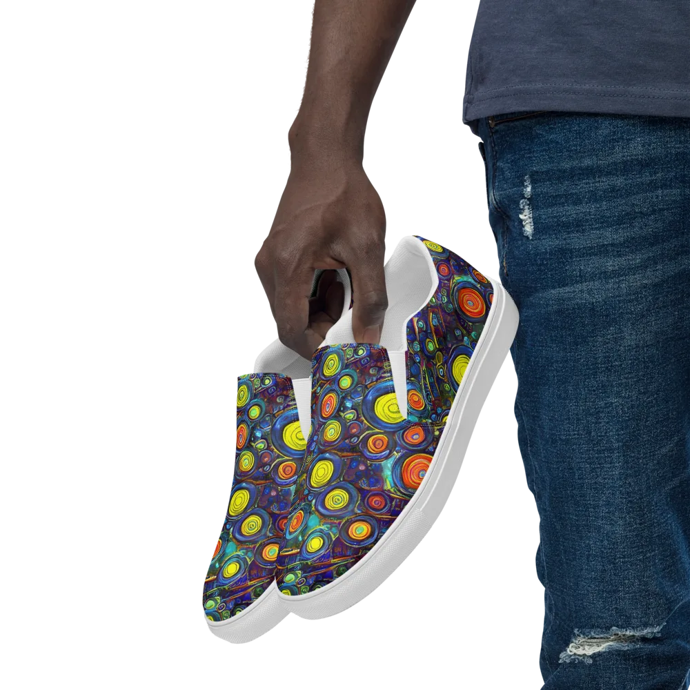 Indigo Cyclone on Men's Slip-On Canvas Shoes — Left Front