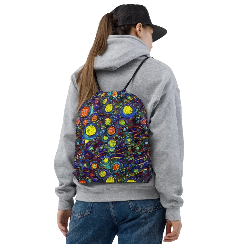Indigo Cyclone on Drawstring Bag — Front