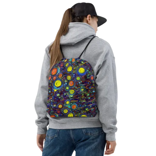 Indigo Cyclone on a Drawstring Bag