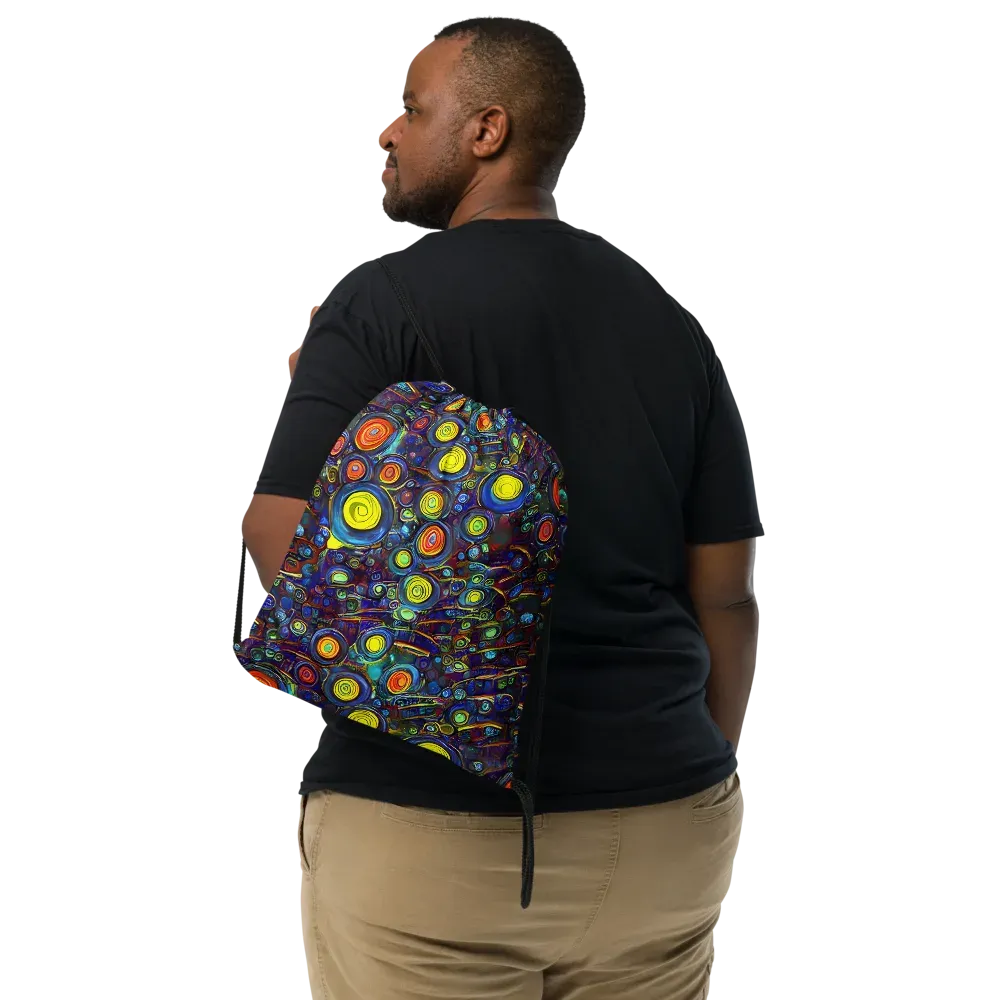 Indigo Cyclone on Drawstring Bag — Front