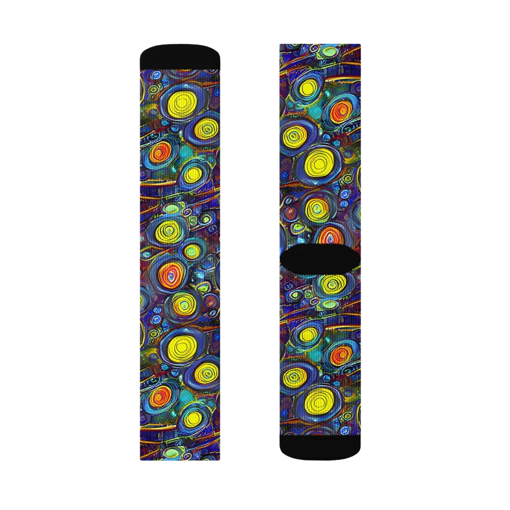 Indigo Cyclone on Socks — Right Sock