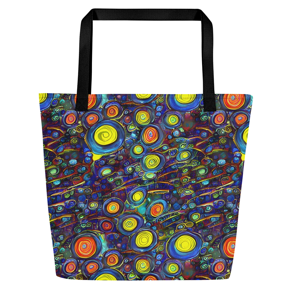 Indigo Cyclone on Large Tote Bag W/ Pocket — Front