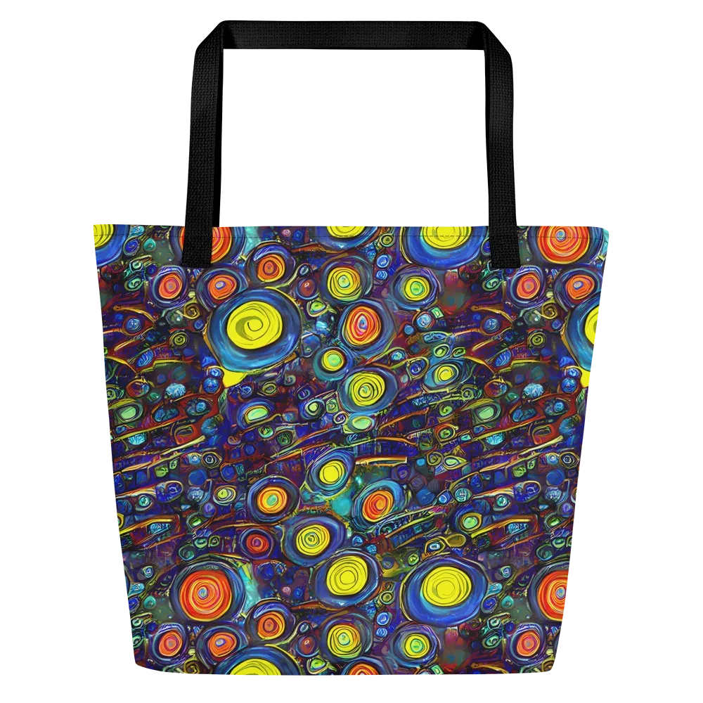 Indigo Cyclone on Large Tote Bag W/ Pocket — Front