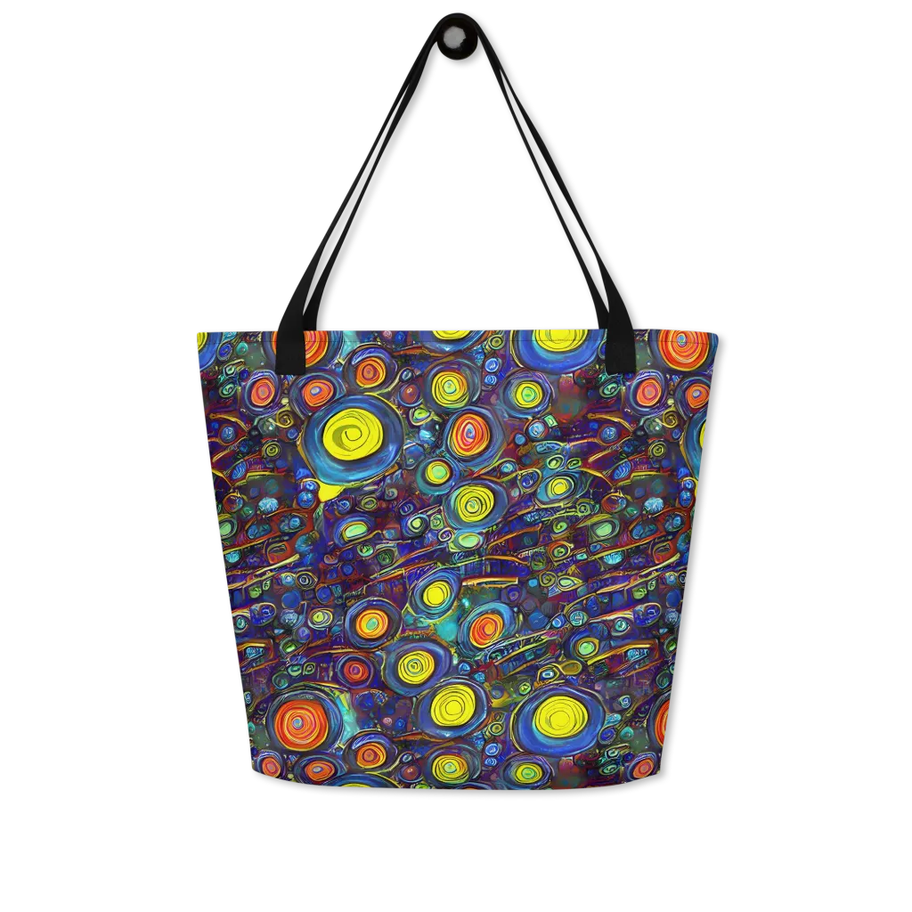Indigo Cyclone on Large Tote Bag W/ Pocket — Front