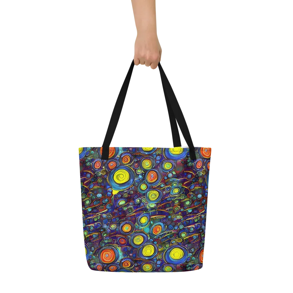 Indigo Cyclone on Large Tote Bag W/ Pocket — Front