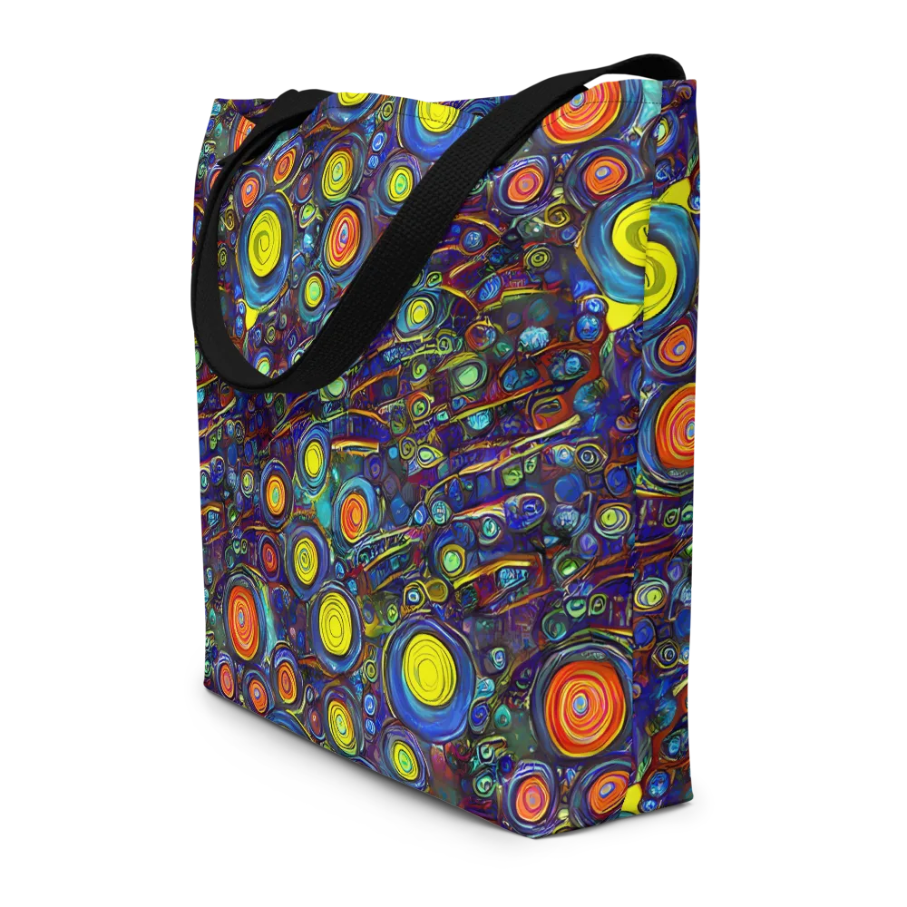 Indigo Cyclone on Large Tote Bag W/ Pocket — Front