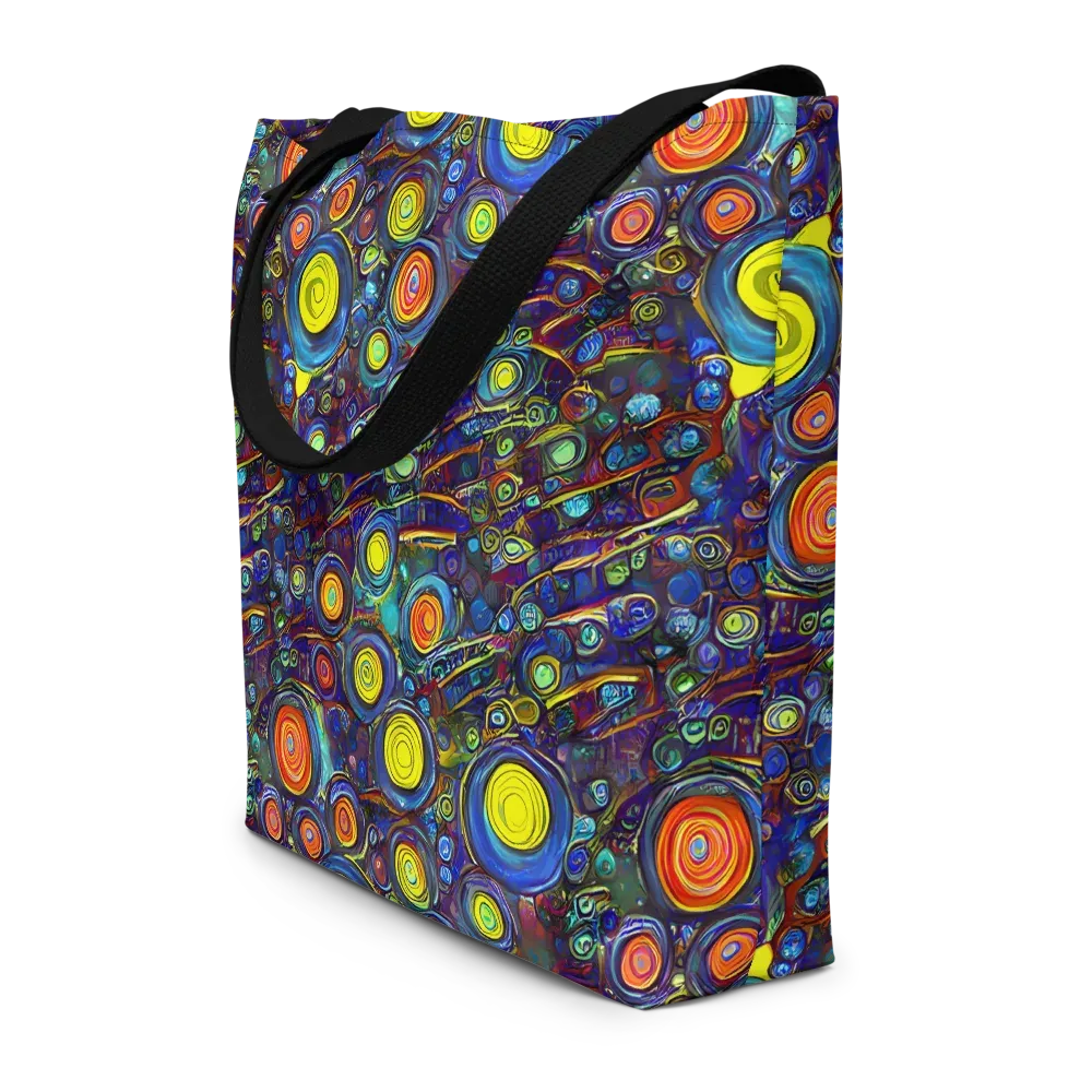 Indigo Cyclone on Large Tote Bag W/ Pocket — Front