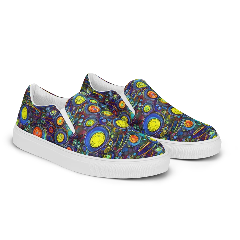 Indigo Cyclone on Women's Slip-On Canvas Shoes — Right Front