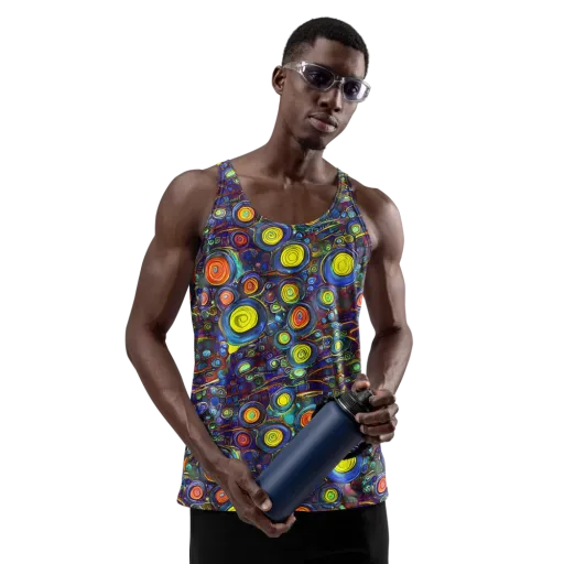 Indigo Cyclone on a Men's Tank Top