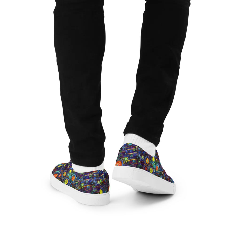 Indigo Cyclone on Men's Lace-Up Canvas Shoes — Back