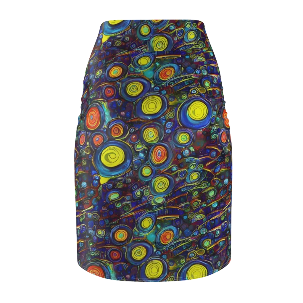 Indigo Cyclone on Pencil Skirt — Back