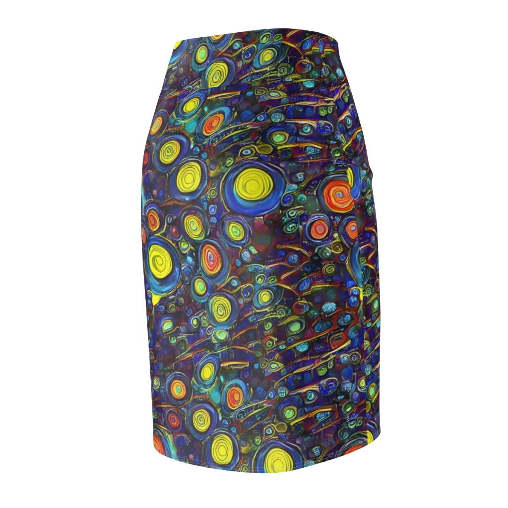 Indigo Cyclone on Pencil Skirt — Back Side