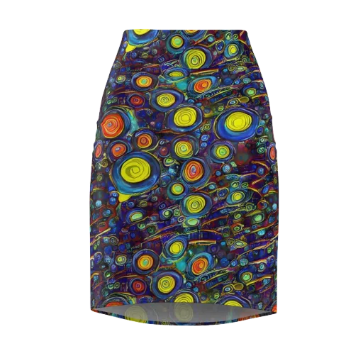 Indigo Cyclone on a Pencil Skirt