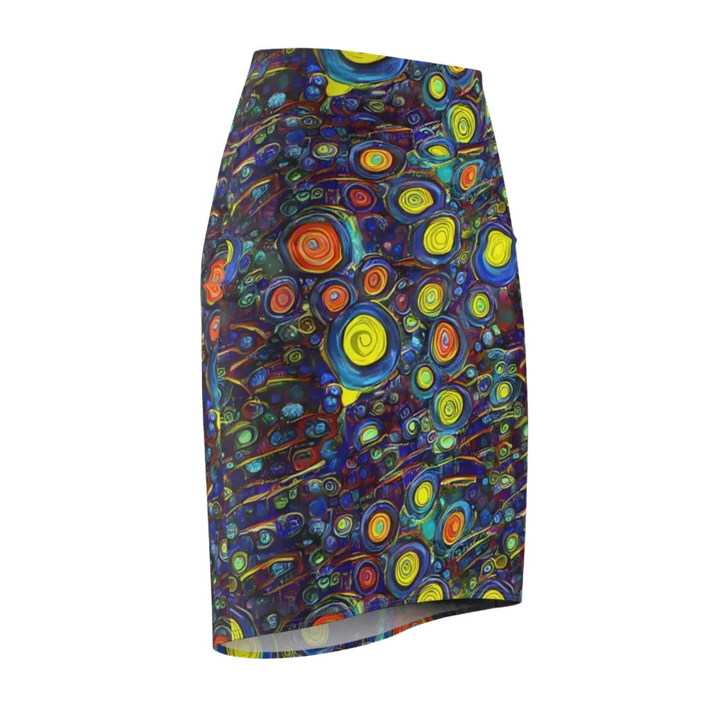 Indigo Cyclone on Pencil Skirt — Front Side