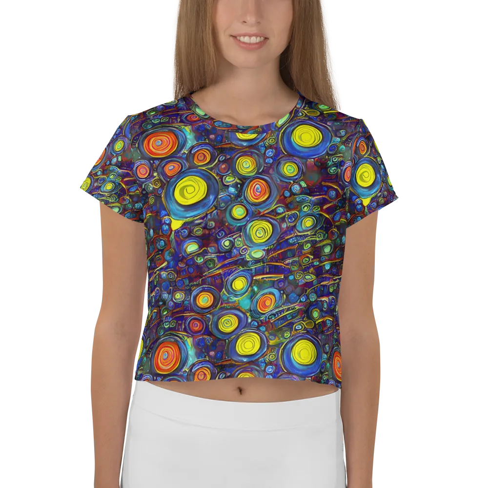 Indigo Cyclone on Crop Tee — Front