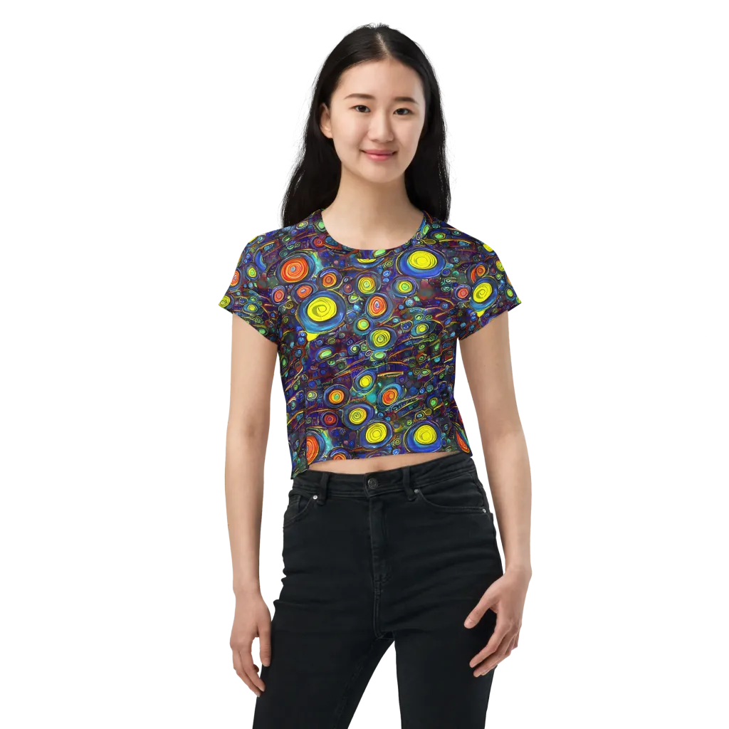 Indigo Cyclone on Crop Tee — Front