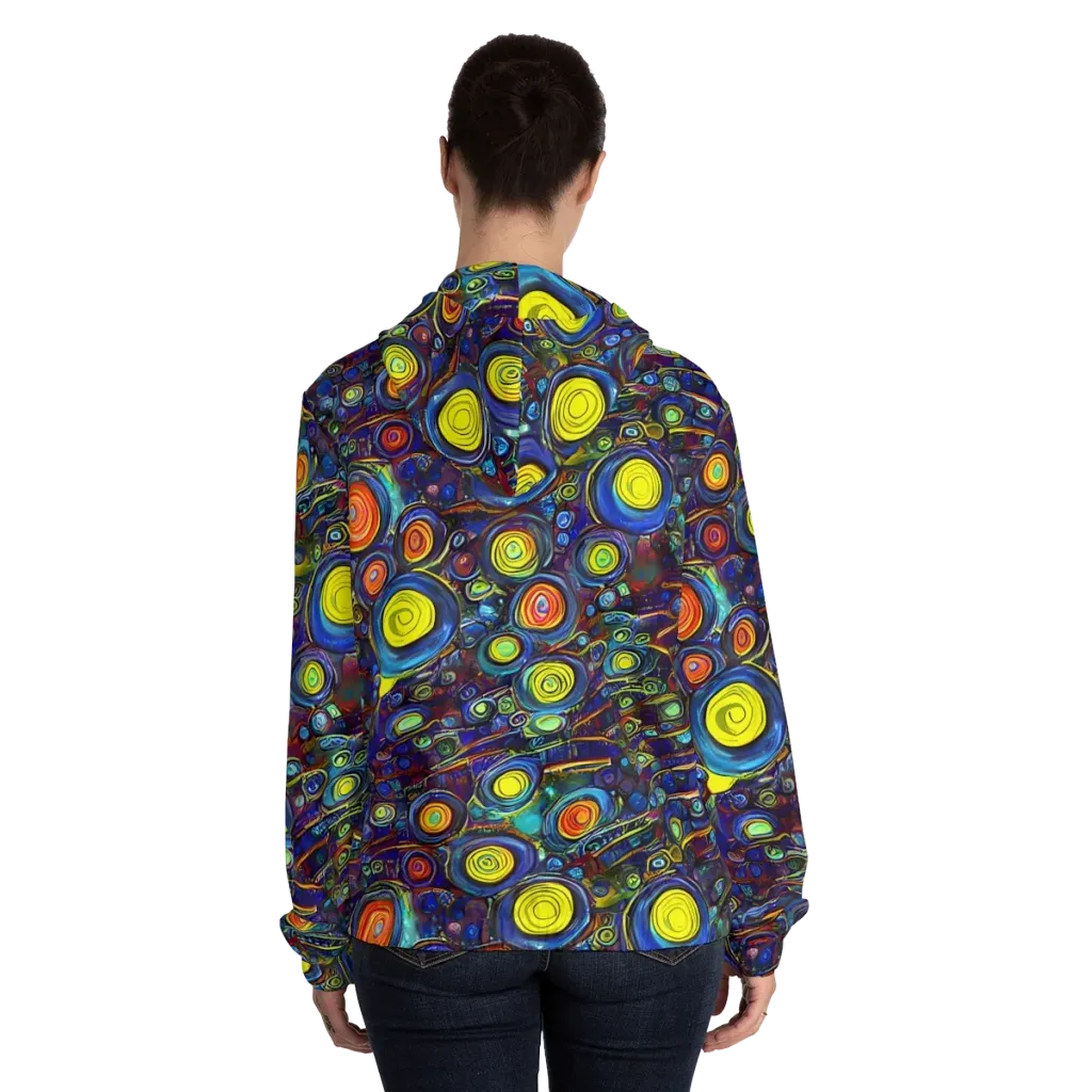Indigo Cyclone on Women's Full-Zip Hoodie — Back On Person