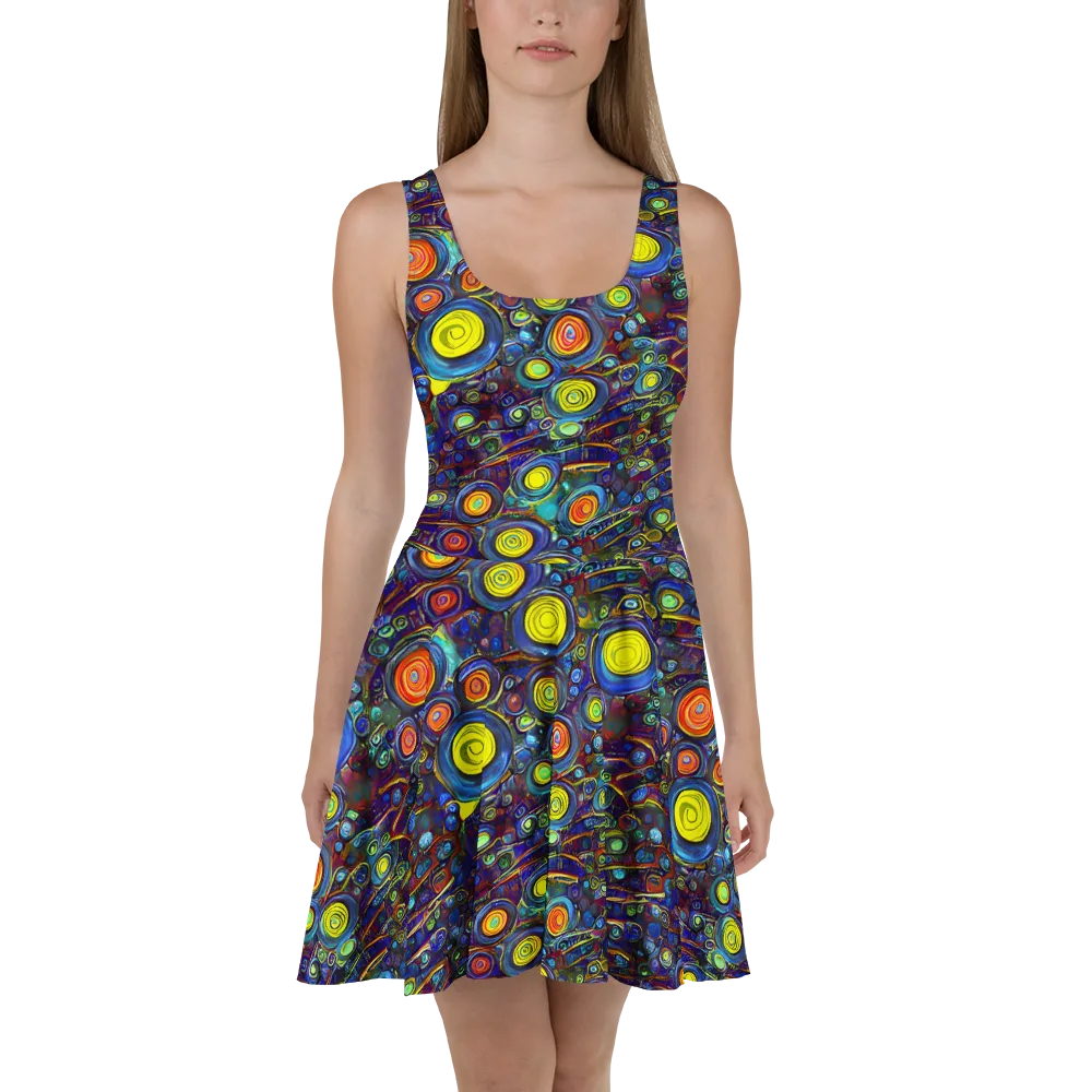 Indigo Cyclone on Skater Dress — Front