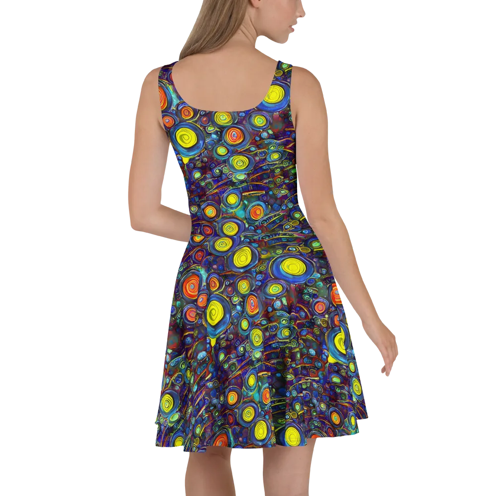 Indigo Cyclone on Skater Dress — Back