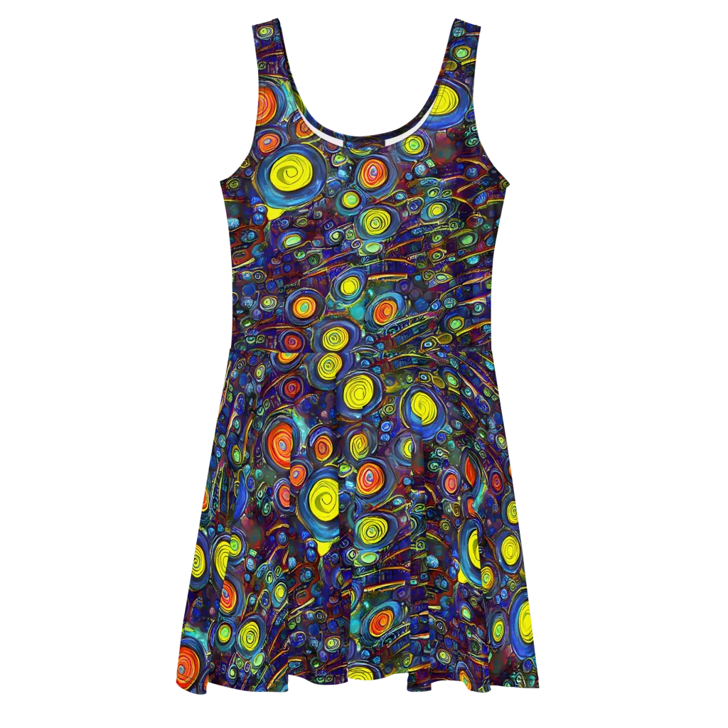 Indigo Cyclone on Skater Dress — Front